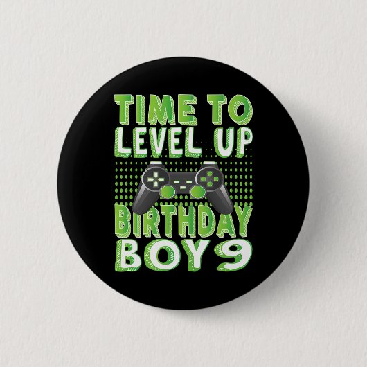 Badge Rond 5 Cm Heure D'Augmenter L'Anniversaire Garçon 9 Ans Vidé (Devant)