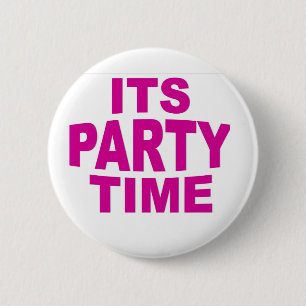 Badge Rond 5 Cm Heure de la partie rose