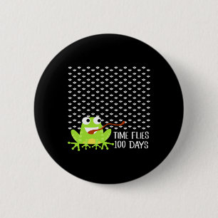 Badge Rond 5 Cm Heure Des Mouches 100 Jours Grenouille Fun 100ème