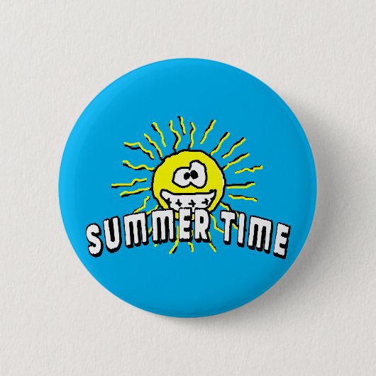 Badge Rond 5 Cm Heure d'été - Joyeux soleil (Devant)