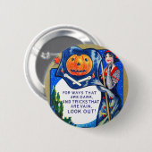 Badge Rond 5 Cm Heure d'Halloween tombée (Devant & derrière)
