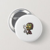 Badge Rond 5 Cm Heure du café Zombie (Devant & derrière)