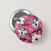 Badge Rond 5 Cm Heure du printemps en rose (Devant & derrière)