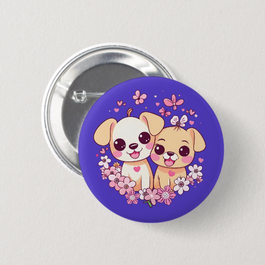 BADGE ROND 5 CM HEUREUSE SAINTE-VALENTIN ! (Devant & derrière)