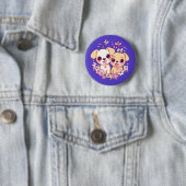 BADGE ROND 5 CM HEUREUSE SAINTE-VALENTIN ! (En situation)