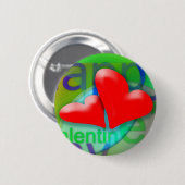 Badge Rond 5 Cm Heureuse Sainte-Valentin 2 Bouton Coeurs rouges (Devant & derrière)