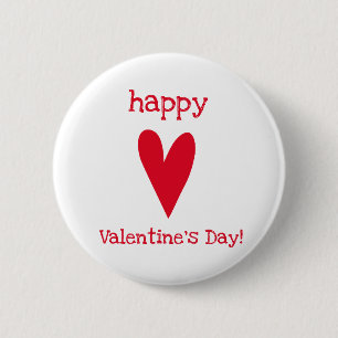 Badge Rond 5 Cm HEUREUSE SAINTE-VALENTIN ! Coeur rouge