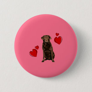 Badge Rond 5 Cm Heureuse Sainte-Valentin du chocolat du Labrador