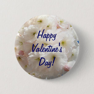 Badge Rond 5 Cm Heureuse Sainte-Valentin ! fleur de fleur de rose