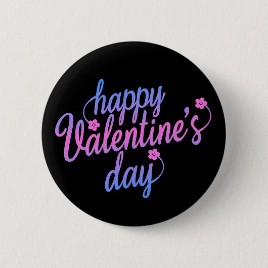 Badge Rond 5 Cm Heureuse Sainte-Valentin floral mignon | Bouton d' (Devant)