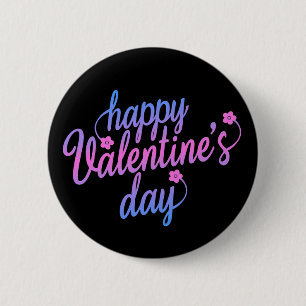 Badge Rond 5 Cm Heureuse Sainte-Valentin floral mou  Bouton de la 