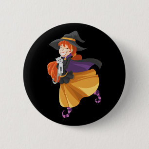 Badge Rond 5 Cm Heureuse sorcière d'Halloween