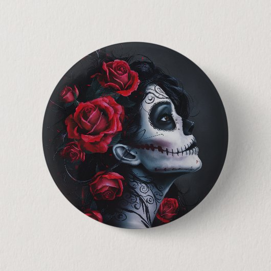 Badge Rond 5 Cm Heureuse sorcière d'Halloween (Devant)