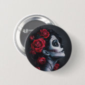 Badge Rond 5 Cm Heureuse sorcière d'Halloween (Devant & derrière)