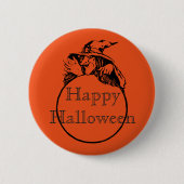 Badge Rond 5 Cm Heureuse sorcière d'Halloween (Devant)