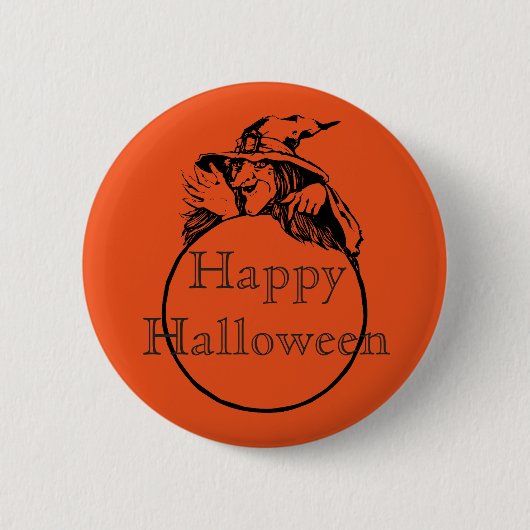 Badge Rond 5 Cm Heureuse sorcière d'Halloween (Devant)