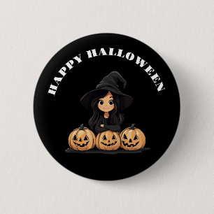 Badge Rond 5 Cm Heureuse sorcière d'Halloween