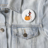 Badge Rond 5 Cm Heureuse sorcière d'Halloween (En situation)