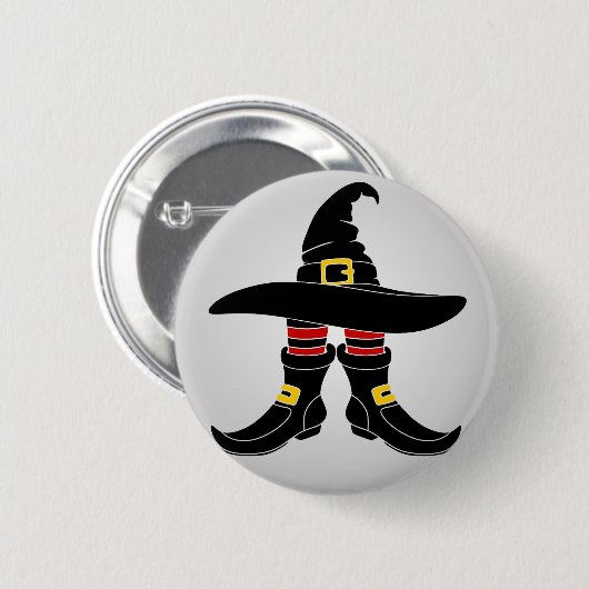Badge Rond 5 Cm Heureuse sorcière d'Halloween (Devant & derrière)