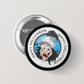 Badge Rond 5 Cm Heureuse sorcière d'Halloween (Devant & derrière)
