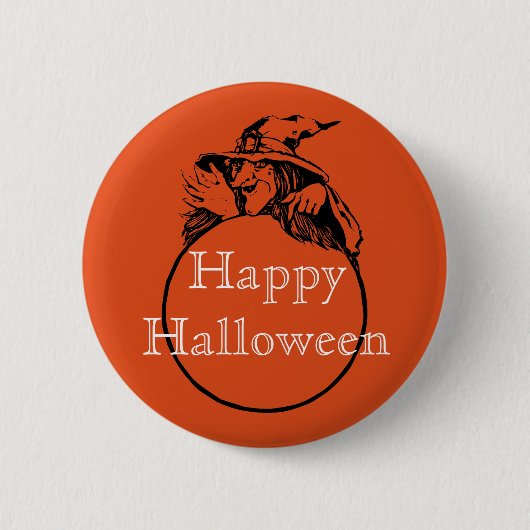 Badge Rond 5 Cm Heureuse sorcière d'Halloween (Devant)