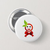 Badge Rond 5 Cm Heureux avec le feuille vert (Devant & derrière)