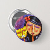 Badge Rond 5 Cm Heureux - bouton (Devant & derrière)