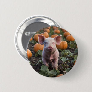 Badge Rond 5 Cm Heureux Comme Un Cochon Bébé Dans Un Patch Citroui