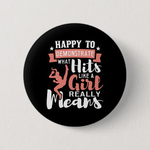 Badge Rond 5 Cm Heureux De Manifester - Karate Taekwondo Mixed Mar