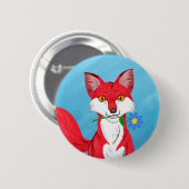 Badge Rond 5 Cm Heureux Fox (Devant & derrière)