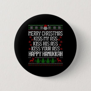 Badge Rond 5 Cm Heureux Hanoukka Embrasse Mon Joyeux Noël