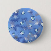Badge Rond 5 Cm Heureux Hanoukka Falling Star et Dreidels (Devant)