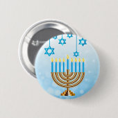 Badge Rond 5 Cm Heureux Hanoukka Menorah (Devant & derrière)