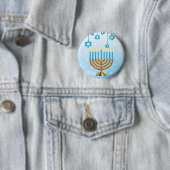 Badge Rond 5 Cm Heureux Hanoukka Menorah (En situation)