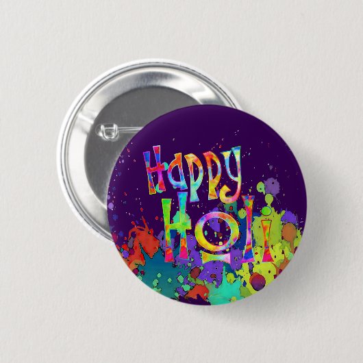 Badge Rond 5 Cm HEUREUX HOLI ! - Diffuser le message Holi (Devant & derrière)
