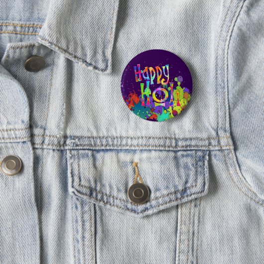 Badge Rond 5 Cm HEUREUX HOLI ! - Diffuser le message Holi (En situation)