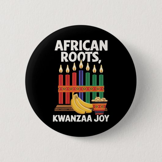 Badge Rond 5 Cm Heureux Kwanzaa bougies Afrique Fête Afrique Améri (Devant)