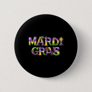 Badge Rond 5 Cm Heureux Mardi Gras 2025 New Orleans Fleur De Lis M