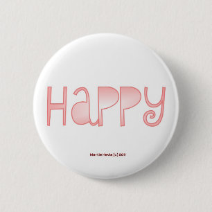 Badge Rond 5 Cm Heureux - un mot positif