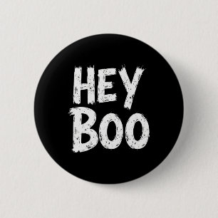 Badge Rond 5 Cm Hey Boo Funny Halloween Fantôme