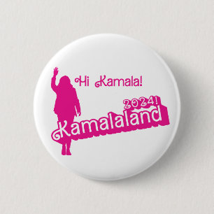 Badge Rond 5 Cm "Hi Kamala" - Bouton rond (slogan B)