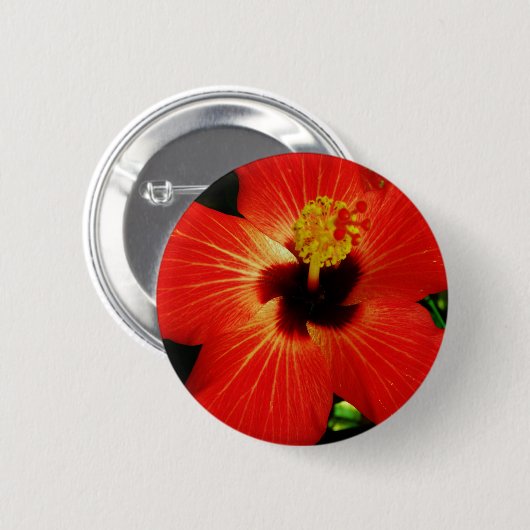 Badge Rond 5 Cm Hibiscus rouge (Devant & derrière)