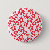 Badge Rond 5 Cm Hibiscus Rouge, Fleurs Rouges, Motif De Fleurs (Devant)