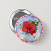 Badge Rond 5 Cm Hibiscus sur la glace (Devant & derrière)