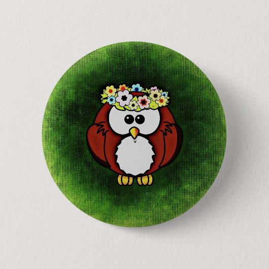 Badge Rond 5 Cm Hibou (Devant)