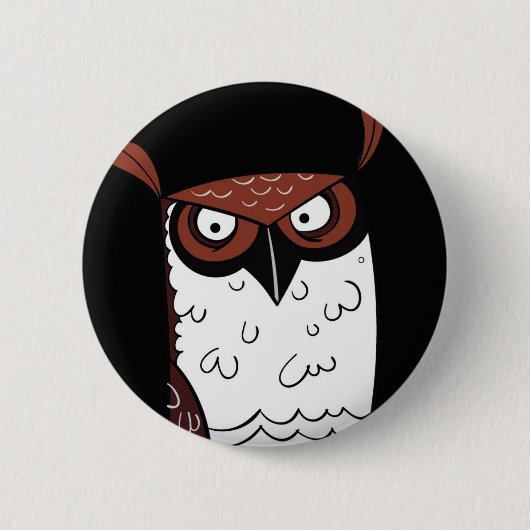 Badge Rond 5 Cm Hibou (Devant)