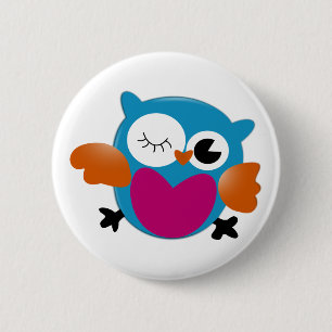 Badge Rond 5 Cm Hibou