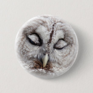 Badge Rond 5 Cm Hibou barré timide