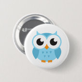 Badge Rond 5 Cm Hibou bleu mignon de bébé de bande dessinée (Devant & derrière)