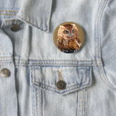 Badge Rond 5 Cm Hibou Brown (En situation)